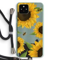 Sunflower and bees: Pixel 5a 5G Transparant Hoesje met koord