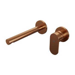 Inbouw Wastafelmengkraan Brauer Copper Edition Coldstart Rechte Uitloop Platte Hendel Rechts Geborsteld Koper PVD Met Rozetten