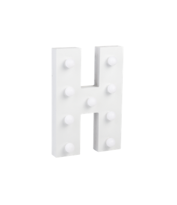 Letter H met licht hoogte 17 cm breedte 11,5 cm