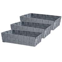 Kast/badkamer opbergmandjes - Set van 3x stuks - zilvergrijs - 34 x 21 x 8,5 cm - opbergmanden