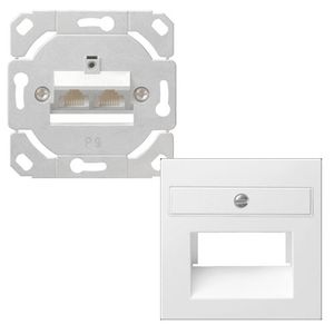 CAT6 wandcontactdoos inbouw met inzetplaat zuiverwit mat