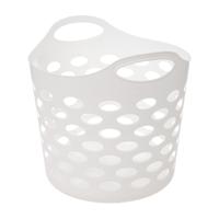 Flexibele wasmand/opbergmand - rond - wit - 82 liter - D39 x H54 cm