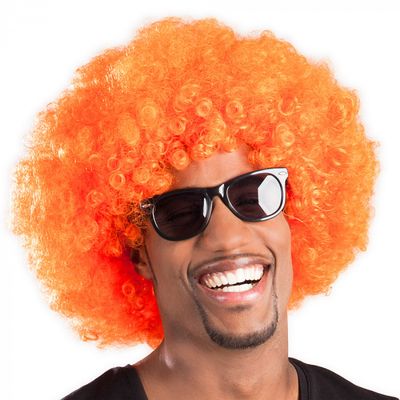 Afro pruik oranje