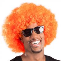 Afro pruik oranje - thumbnail