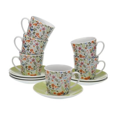 Set van Kopje met Schotel Versa Porselein Blommor