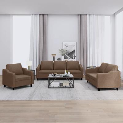 4-delige Loungeset met kussens stof bruin