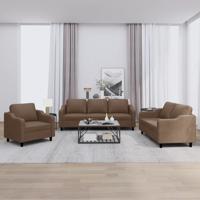 4-delige Loungeset met kussens stof bruin