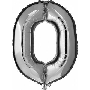 Cijfer ballon in zilver 0