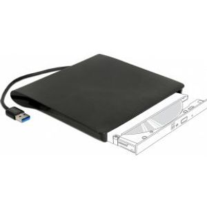 Delock 42603 externe behuizing voor 5,25 ultraslanke SATA-schijven 9,5 mm naar USB Type-A male