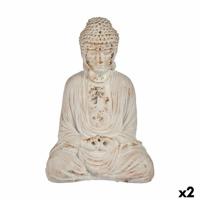 Decoratief tuinfiguur Boeddha Polyresin 22,5 x 40,5 x 27 cm (2 Stuks)