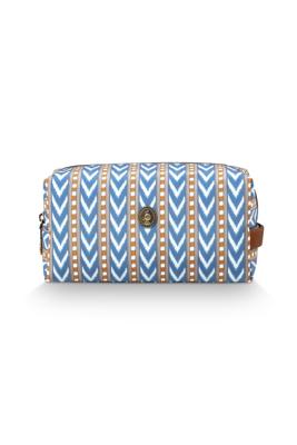 Pip Studio Pip Studio Coco Cosmetic Bag Medium Samba Stripe Blue 21.5x10x10.5cm