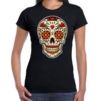 Sugar Skull t-shirt dames - zwart - Day of the Dead - punk/rock/tattoo thema