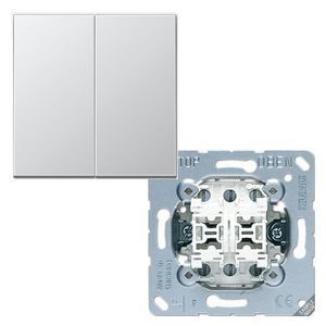Jung Aluminium wissel/wisselschakelaar met drukknop 509EU
