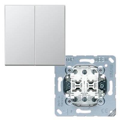 Jung Aluminium wissel/wisselschakelaar met drukknop 509EU