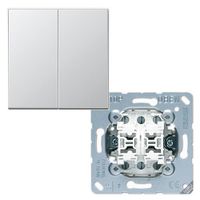 Jung Aluminium wissel/wisselschakelaar met drukknop 509EU