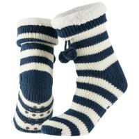 Apollo Dames huissokken/slofsokken - blauw/wit - gestreept - maat 36-41 - Anti-slip Apollo Dames huissokken/slofsokken - blauw/wit - gestreept - maat 36-41 - Anti-slip