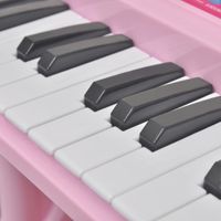 Speelgoedkeyboard met krukje/microfoon en 37 toetsen roze - thumbnail