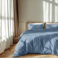 Dekbedovertrek Luna Uni - Tweepersoons (200x220 cm) - Blauw Microvezel - Dessin: Effen - Luna Bedding - Dekbed-Discounter.nl