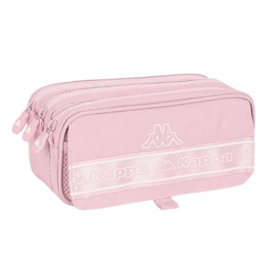Pennenetui met 3 vakken Kappa 21,5 x 10 x 8 cm Roze