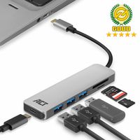 ACT AC7050 3-Poorts USB-C 3.2 Gen1 (USB 3.0) Hub met kaartlezer en PD Pass-Through poort - thumbnail