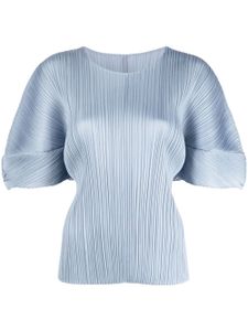 Pleats Please Issey Miyake blouse en satin à design plissé - Bleu