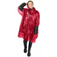 4x stuks wegwerp regenponcho rood voor volwassenen