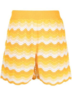 Casablanca short en maille festonnée - Jaune