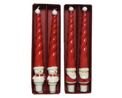 Kaars wax l27b8h4cm rood a2 2st - Decoris