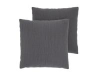 LIVARNO Set van 2 mousseline kussenslopen 50 x 60 cm (Grijs)