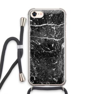 Zwart marmer: iPhone 7 Transparant Hoesje met koord