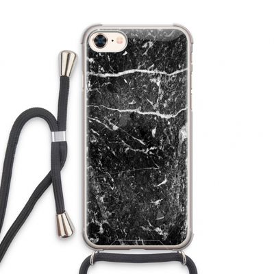 Zwart marmer: iPhone 7 Transparant Hoesje met koord