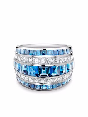 Pragnell bague Manhattan en platine sertie de diamants et aigue-marine - Argent