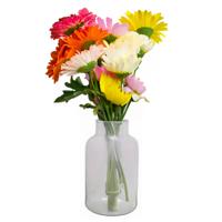 Glazen melkbus bloemen vaas/vazen smalle hals 15 x 25 cm - Vazen