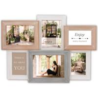 Haes Deco Multi Houten Fotolijst / Houten Galerie Annecy in de vintage kleuren wit, bruin en grijs voor foto's 3x 10x15, 2x 13x18 en 1x 15x20