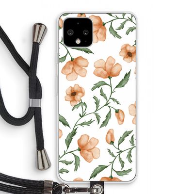 Peachy flowers: Pixel 4 Transparant Hoesje met koord
