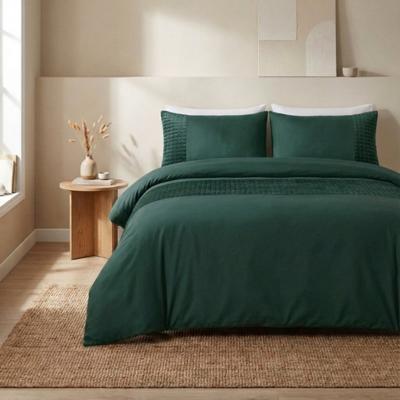 Dekbedovertrek Velvet Band - Groen - Tweepersoons (200x200 Cm) - Groen Microvezel - Effen - Sleeptime - Dekbed-Discounter.nl