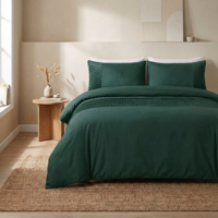 Dekbedovertrek Velvet Band - Groen - Tweepersoons (200x200 Cm) - Groen Microvezel - Effen - Sleeptime - Dekbed-Discounter.nl