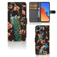 Xiaomi Redmi 12 | Telefoonhoesje | Met pasjeshouder | Pauw met Bloemen