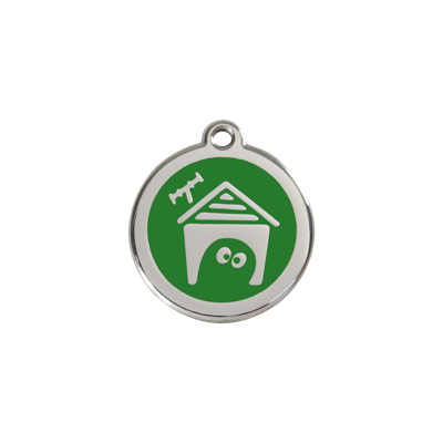 Dog House Green roestvrijstalen hondenpenning small/klein dia. 2 cm - Reddingo
