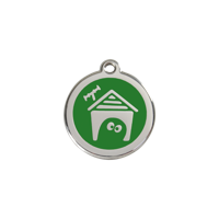 Dog House Green roestvrijstalen hondenpenning small/klein dia. 2 cm - Reddingo