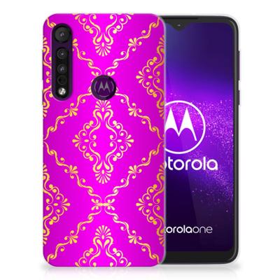 Siliconen Hoesje Motorola One Macro Barok Roze