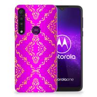 Siliconen Hoesje Motorola One Macro Barok Roze