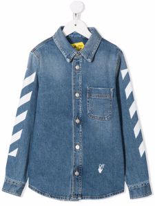 Off-White Kids chemise en jean à bandes contrastantes - Bleu