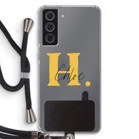 Amber Script: Samsung Galaxy S21 FE Transparant Hoesje met koord