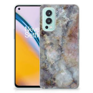 OnePlus Nord 2 5G TPU Siliconen Hoesje Marmer Grijs