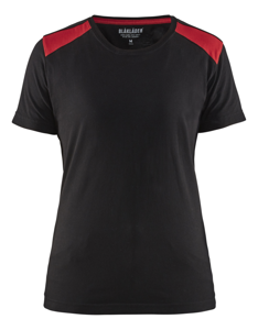 Blåkläder Dames T-Shirt 34791042 | Zwart/Rood | Maat XXL - 7330509696729