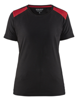 Blåkläder Dames T-Shirt 34791042 | Zwart/Rood | Maat XS - 7330509696712