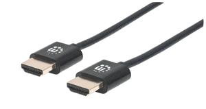 Manhattan 394352 HDMI-kabel HDMI Aansluitkabel HDMI-A-stekker, HDMI-A-stekker 1.00 m Zwart Folie afscherming, Afscherming gevlochten, High Speed HDMI met