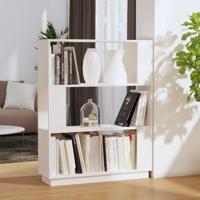 Boekenkast/kamerscherm 80x25x101 cm massief grenenhout wit