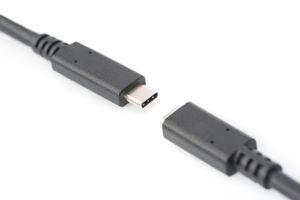 Digitus USB-kabel USB 2.0 USB-C stekker, USB-C bus 2.00 m Zwart Flexibel, Folie afscherming, Afscherming gevlochten AK-300210-020-S